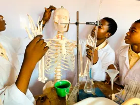 Students learning during a biology practical